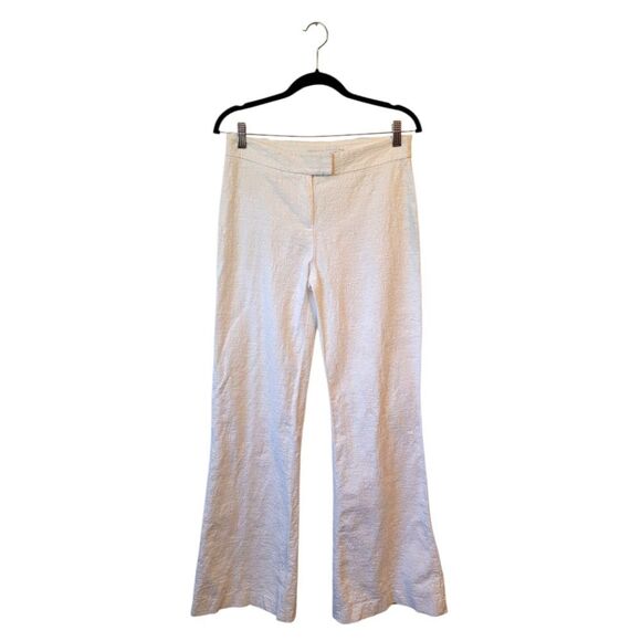 DVF Women's White Textured Flare Trousers Size 6 - Picture 1 of 8